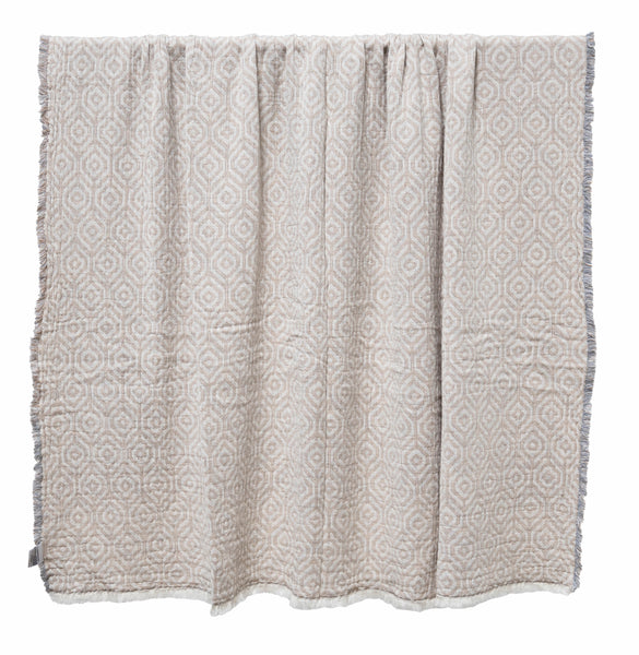 Gray Reversible 100% Cotton Gauze Matelasse Blanket