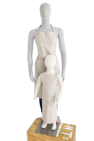 Mommy and Me Aprons - Matching Apron Set - Linen Cotton Stripe Cooking Aprons