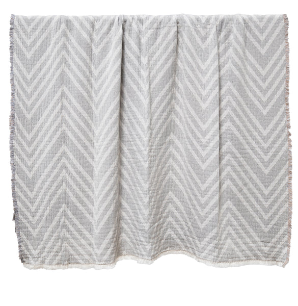Gray Reversible 100% Cotton Gauze Matelasse Blanket
