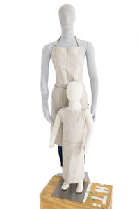 Mommy and Me Aprons - Matching Apron Set - Linen Cotton Stripe Cooking Aprons