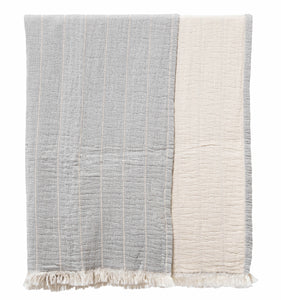 Natural Reversible 100% Cotton Gauze Channeled Matelasse Blanket